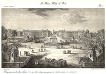 Plansza numer 1 - Widok na Plac Ludwika XV, około 1791r., na podstawie ryciny Taraval'a