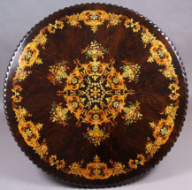 veneered with brazilian rosewood, inlay from different kinds of wood, richly decoration, II half of the XIX thC