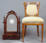 vennered with mahogany, carvings, late 19thC