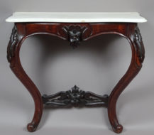 veneered with mahogany, carving, marble top, late 19thC