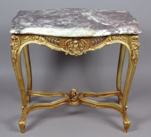 wooden construction in polychrome, marble top, mid-20thC