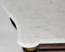 markieteria z szylkretu i blachy mosiężnej, okucia brąz, blat marmurowy, oryginalny, koniec XIX w.