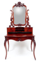 veneered with mahogany, woodcarving, second half of the 19thC