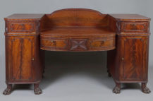 veneered with mahogany, woodcarving, brass, England late 19thC