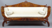 veneered with mahogany, woodcarving, mid-19thC,