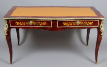 veneered with rosewood, inlays with various types of wood, brass, 19thC