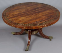 veneered with rosewood, brass inlay, fittings and strips, England, early 19thC