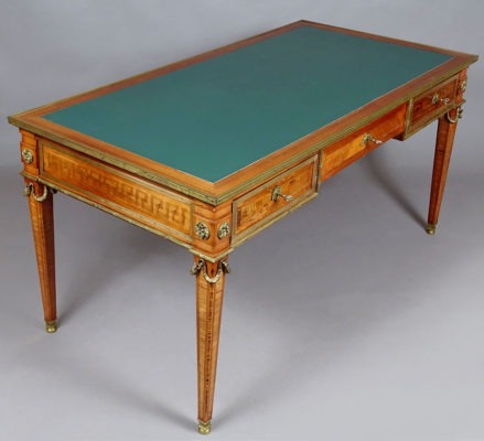 veneered with mahogany and walnut, brass, 20thC