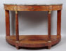 veneered with mahogany, brass, marble top, mid-19thC