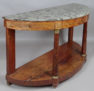 veneered with mahogany, brass, marble top, mid-19thC