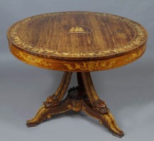 veneered with rosewood, inlays, woodcarving, early 19thC