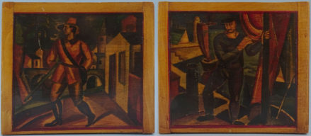 mixed technique on a cherry wood board, ca. 1930.