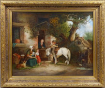 oil/canvas, relined, signed illegibly and dated 1877.