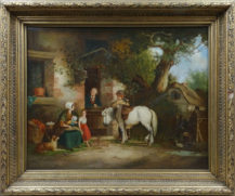 oil/canvas, relined, signed illegibly and dated 1877.
