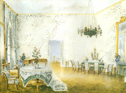 Wielki Salon Kinskich na zamku w Kostelec nad Orlici, około 1847r.