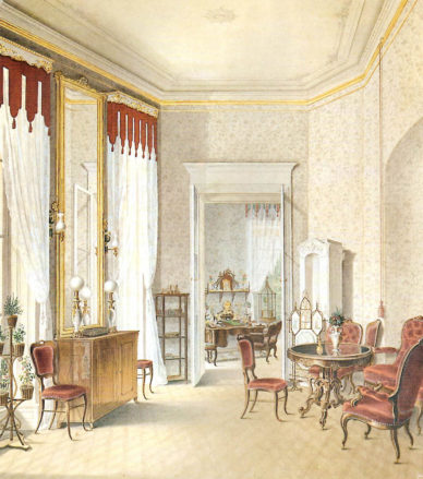 Salon w pałacu rodziny Buquoy w Nové Hrady, 1847r.