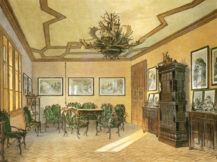 Salon w domku myśliwskim Žofín należącym do rodziny Buquoy, prawdopodobnie 1852-1855r.