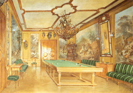 Sala bilardowa w domku myśliwskim Žofín należącym do rodziny Buquoy, prawdopodobnie 1852-1855r.