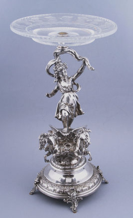 silverplate, crystal, c. 1900