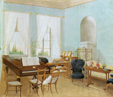 Sala Muzyczna przy pałacu w Vinoři w Pradze, 1841r.