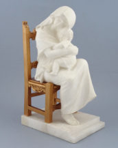 alabaster, polychrome wooden chair, early 20thC, sig. G.Gambogi